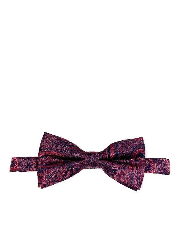 elegant business silk necktie options-Wine Red Classic Paisley Bow Tie