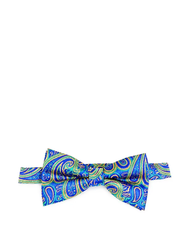 affordable silk necktie colors for business wear-Vivid Blue Extraordinary Paisley Bow Tie