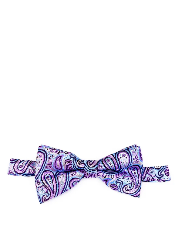 unique wedding silk necktie sets-Purple Heart Extraordinary Paisley Bow Tie