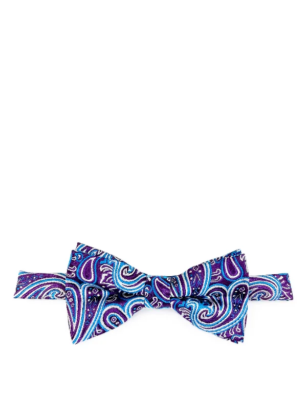 classic silk wedding necktie sets-Deep Purple Extraordinary Paisley Bow Tie