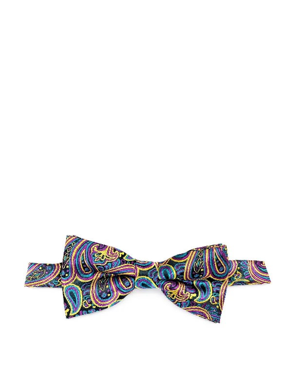 luxury silk necktie combinations for office wear-Vibrant Yellow Extraordinary Paisley Bow Tie