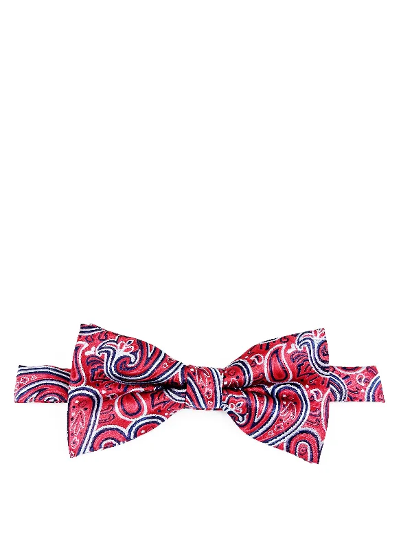 unique silk wedding necktie options for men-Red Extraordinary Paisley Bow Tie