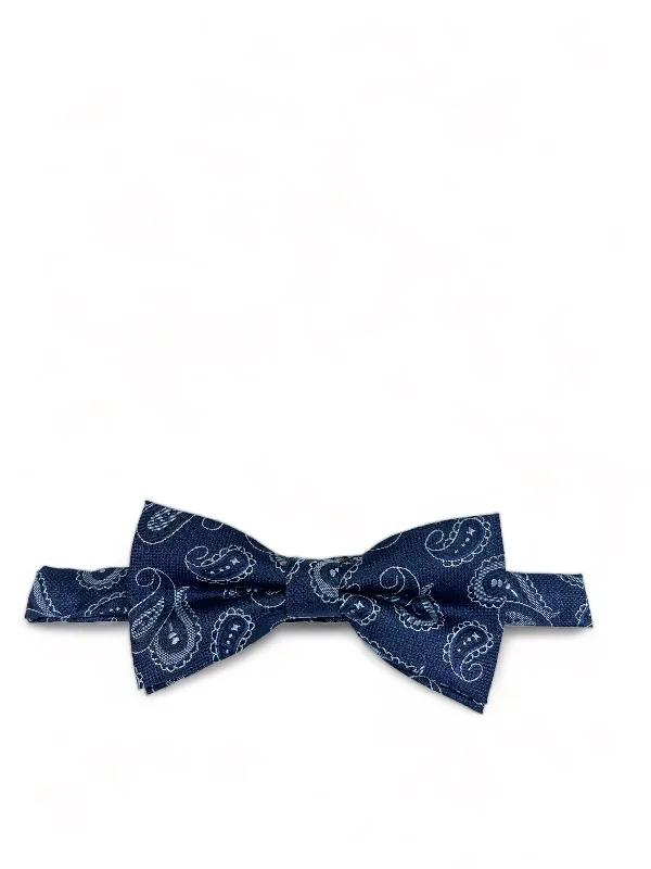 stylish silk necktie combinations for formal events-Navy Artisan Paisley Bow Tie