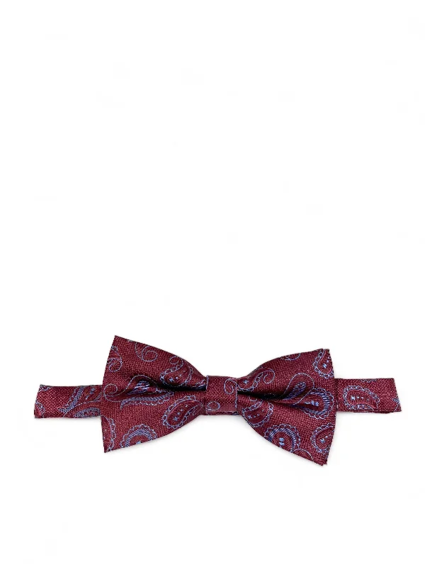 premium silk necktie styles for office wear-Burgundy Artisan Paisley Bow Tie