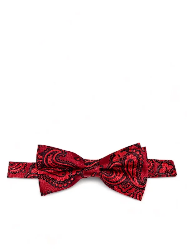 elegant silk necktie designs for business-Red Fashionable Paisley Bow Tie