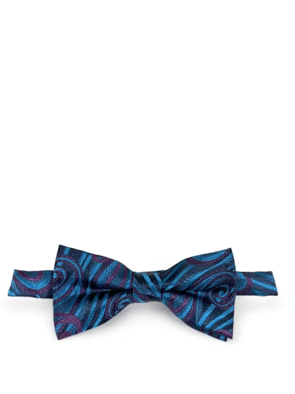 trendy silk necktie styles for business wear-Twilight Blue Wild Paisley Design Bow Tie