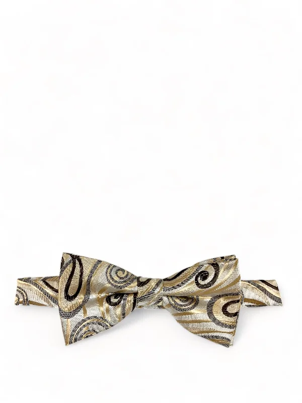 stylish wedding silk necktie combinations-Beige Wild Paisley Design Bow Tie