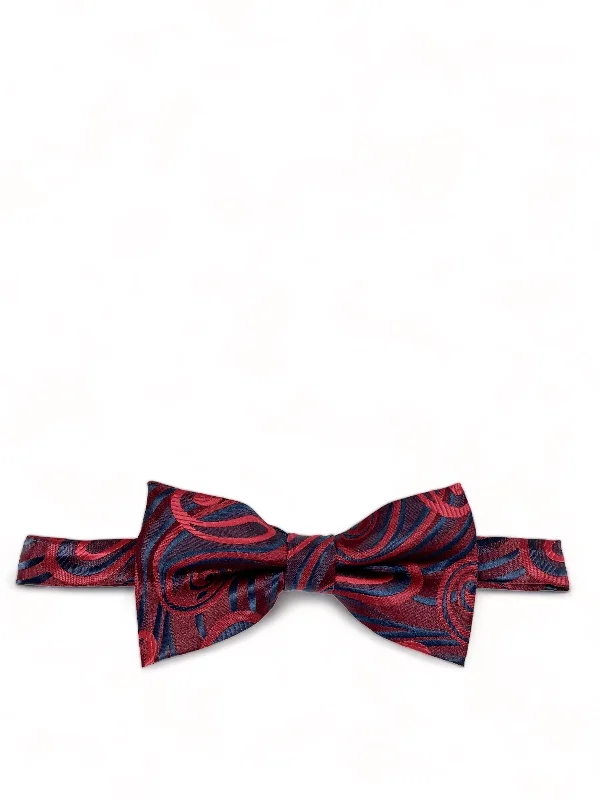 unique silk necktie patterns for business wear-Wine Red Wild Paisley Design Bow Tie