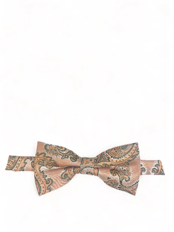 classic silk wedding necktie combinations for men-Orange Formal Paisley Bow Tie