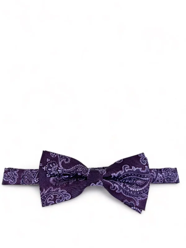 trendy silk necktie colors for business events-Loganberry Formal Paisley Bow Tie