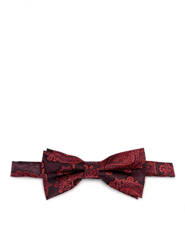 stylish silk necktie designs for office meetings-Red Formal Paisley Bow Tie