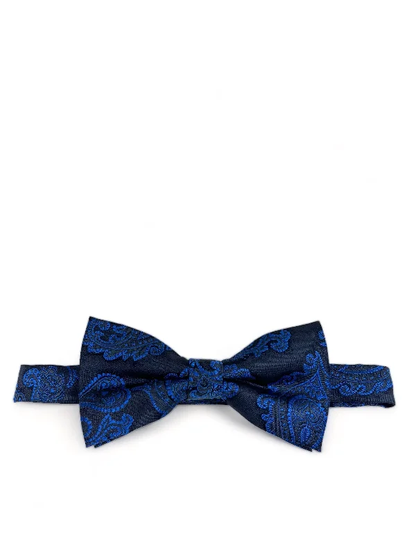 designer silk wedding necktie styles-Royal Blue Formal Paisley Bow Tie