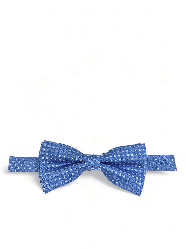 luxury silk necktie ideas for wedding celebrations-Light Blue Classic Diamond Patterned Bow Tie