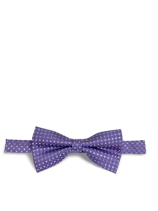 best silk necktie designs for business wear-Purple Classic Diamond Patterned Bow Tie