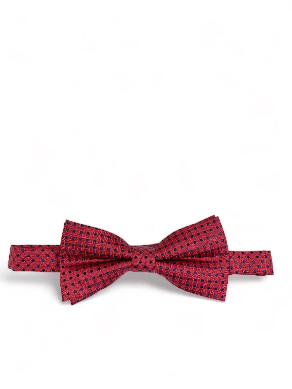 designer silk necktie combinations for weddings-Red Classic Diamond Patterned Bow Tie