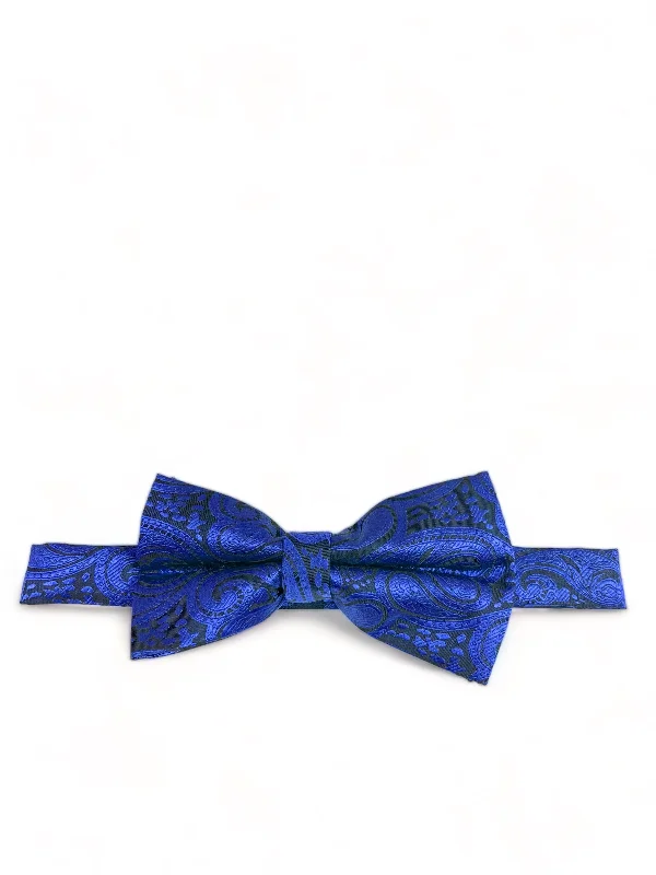 affordable silk necktie ideas for wedding celebrations-Classic Royal Blue Paisley Bow Tie