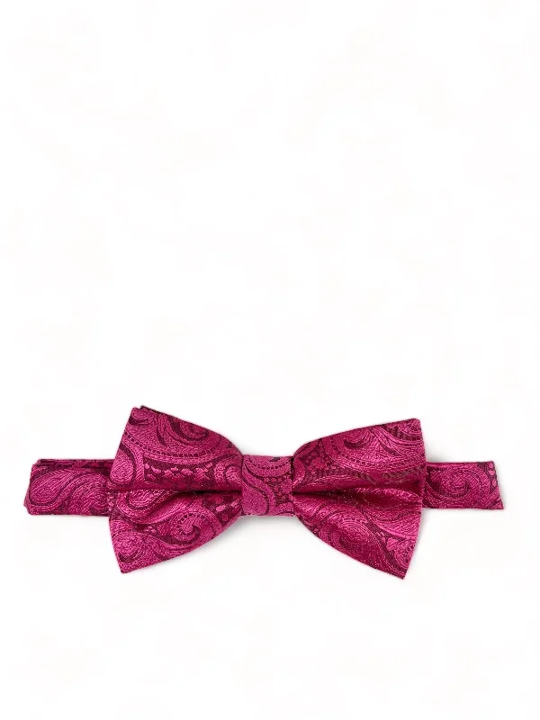 premium silk bow ties for office meetings-Classic Formal Hot Pink Paisley Bow Tie