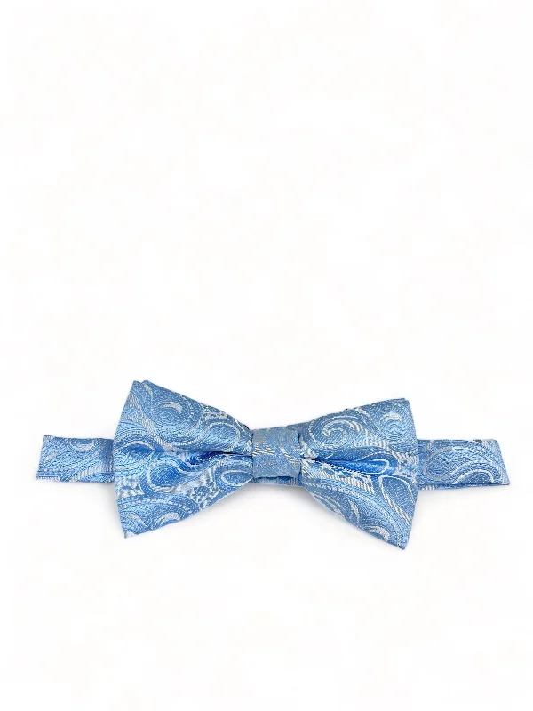 vibrant silk necktie sets for office meetings-Classic Formal Sky Blue Paisley Bow Tie