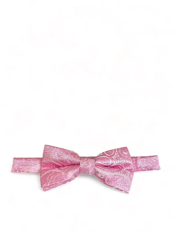 affordable silk necktie designs for weddings-Classic Formal Pink Paisley Bow Tie