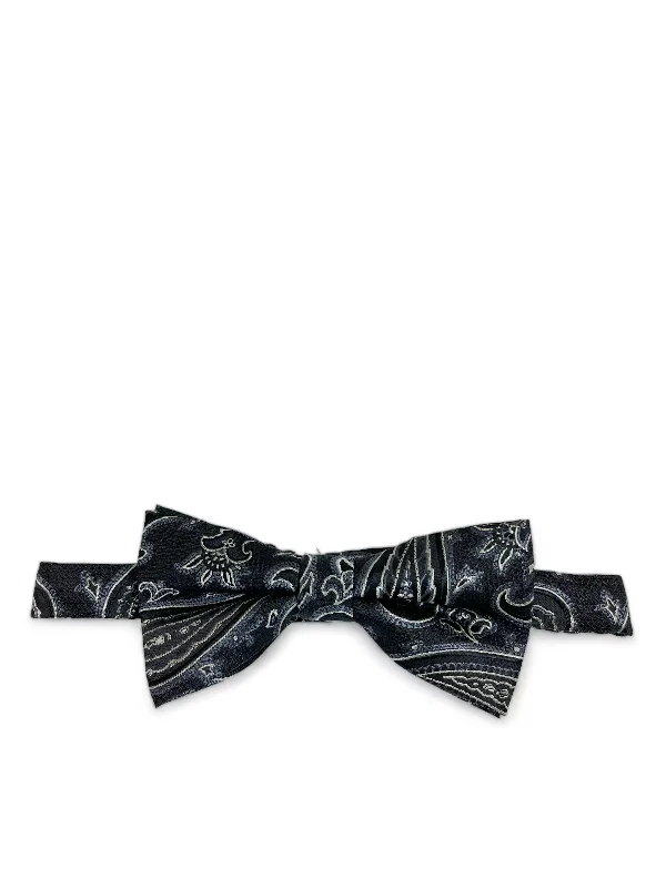 unique silk wedding necktie combinations for men-Black Rough Paisley Men's Bow Tie