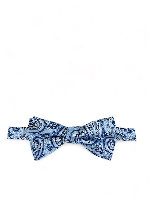 unique silk necktie combinations for office wear-Light Blue Rough Paisley Men's Bow Tie