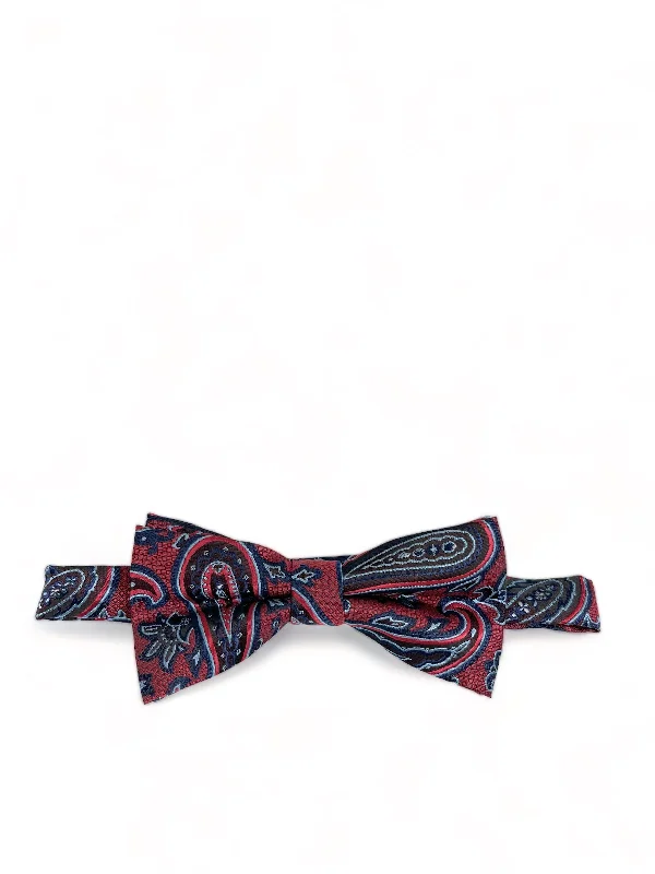 affordable silk necktie packs for office wear-Red Rough Paisley Men's Bow Tie