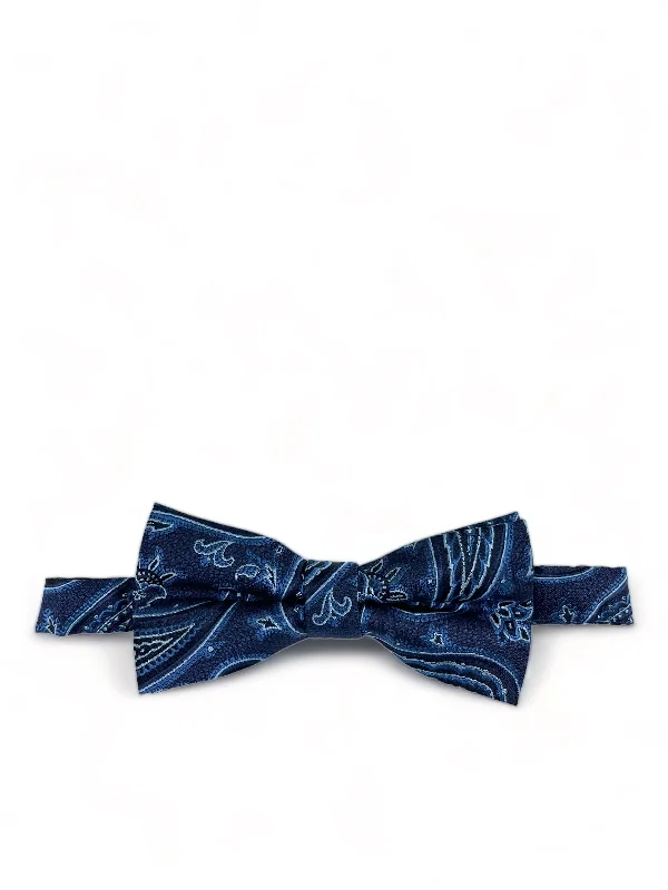 silk wedding bow tie combinations for men-Amparo Blue Rough Paisley Men's Bow Tie