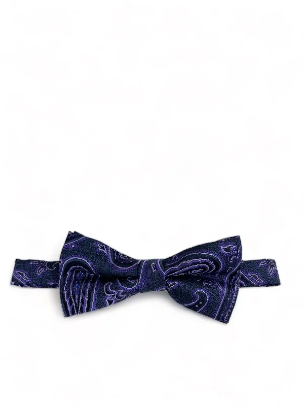 stylish silk necktie sets for corporate wear-Dahlia Purple Rough Paisley Men's Bow Tie