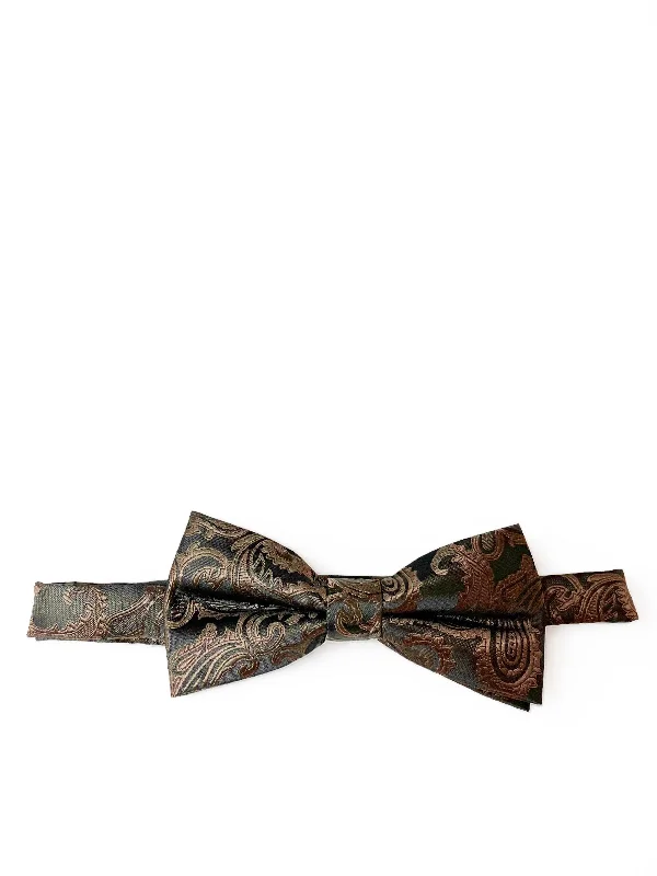 business silk necktie ideas for formal wear-Dark Brown Paisley Bow Tie