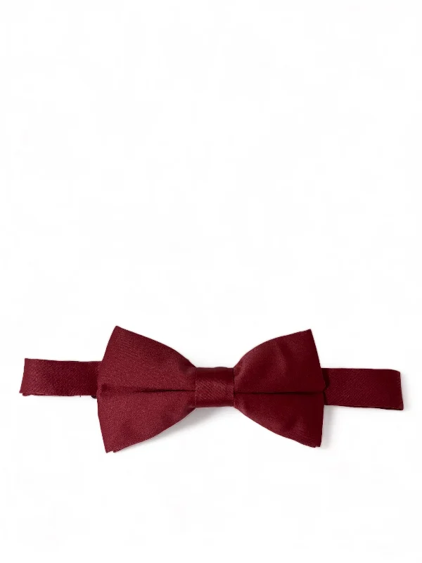 premium silk necktie sets for office wear-Classic Solid Burgundy Bow Tie