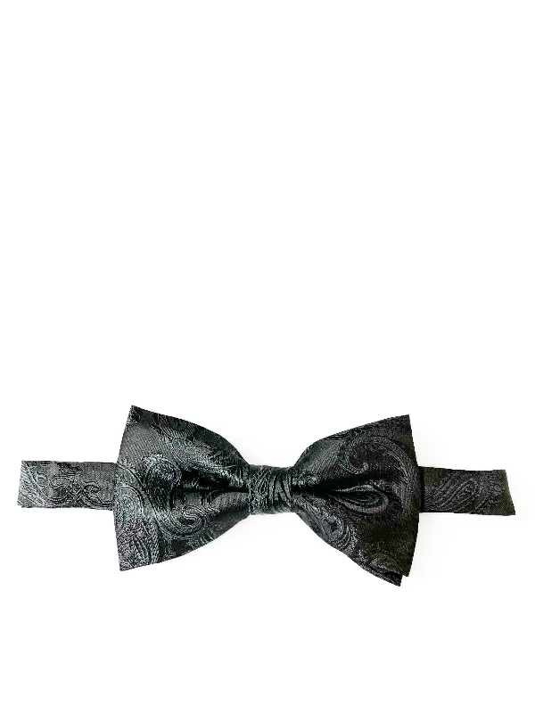 high-end silk necktie options for business events-Classic Charcoal Paisley Bow Tie