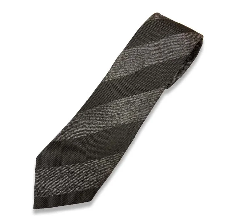 designer silk wedding necktie packs-Black And Grey Stripe Silk Tie