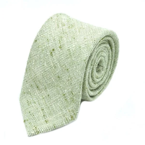 unique silk necktie combinations for weddings-Green Herringbone Silk Wool Tie