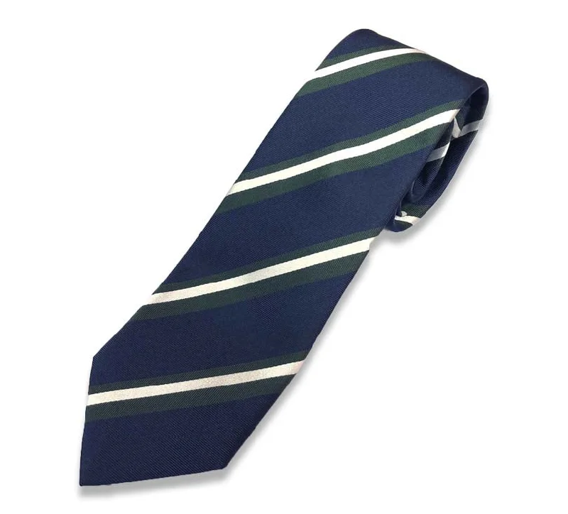 stylish silk necktie options for business meetings-Navy Blue And Green Tie