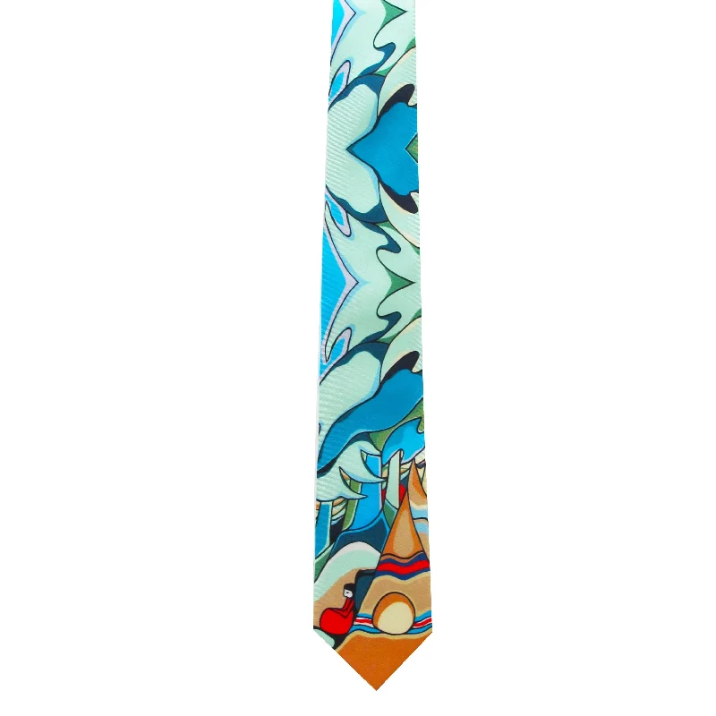 affordable silk wedding necktie designs for men-Daphne Odjig And Some Watched The Sunset Artist Design Silk Tie