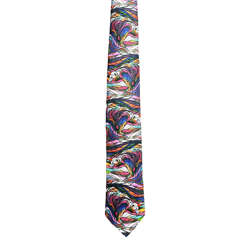 vibrant silk necktie sets for office meetings-Don Chase Salmon Hunter Artist Design Silk Tie