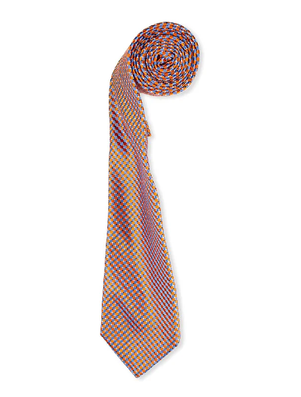 classic silk necktie sets for business wear-Orange Geometric Silk Tie