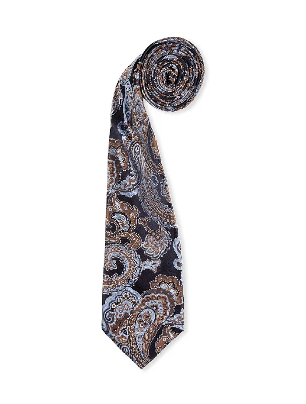 unique silk necktie designs for wedding events-Jacquard Paisley Silk Tie Navy