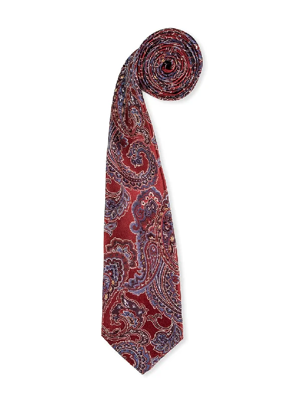 vibrant silk necktie designs for business events-Jacquard Paisley Silk Tie Red