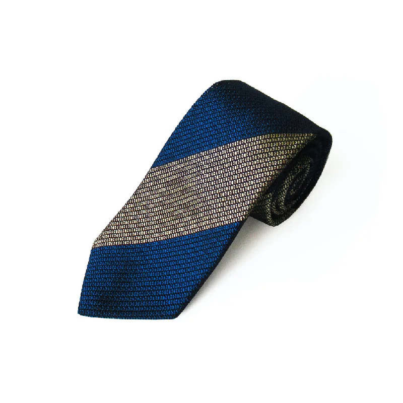 elegant silk necktie ideas for wedding celebrations-Fresco Regimental Thai Tie (Navy x Gold)