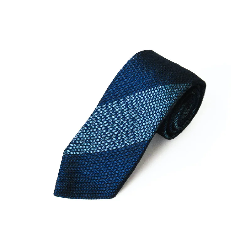 luxurious wedding silk necktie options for men-Fresco Regimental Thai Tie (Navy x Saxophone)