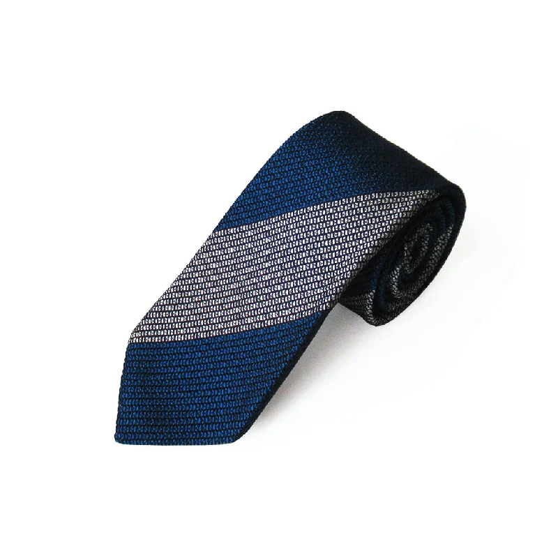 trendy silk necktie styles for business wear-Fresco Regimental Thai Tie (Navy x White)