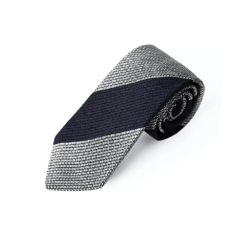 best silk necktie designs for business meetings-Fresco Tweed Panel Tie (Dark Navy x White)