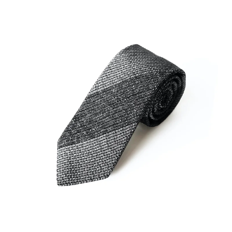 unique silk necktie designs for wedding parties-Fresco Tweed Panel Tie (Gray x White)