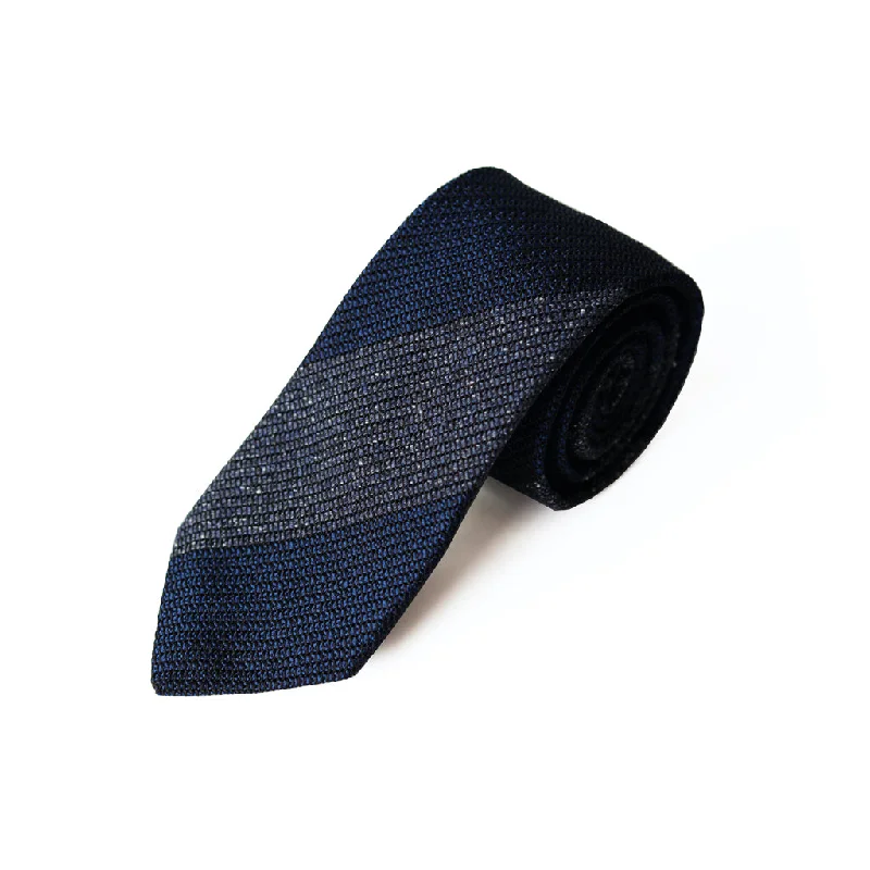 elegant silk necktie options for office wear-Fresco Tweed Panel Tie (Mixed Navy x Dark Navy)