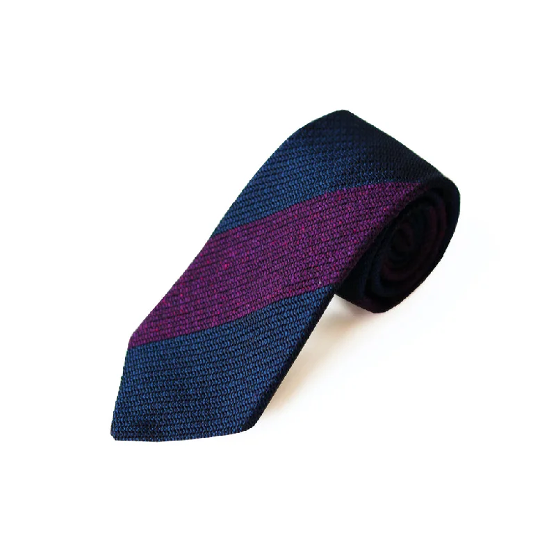 stylish silk necktie designs for office meetings-Fresco Tweed Panel Tie (Purple x Dark Navy)