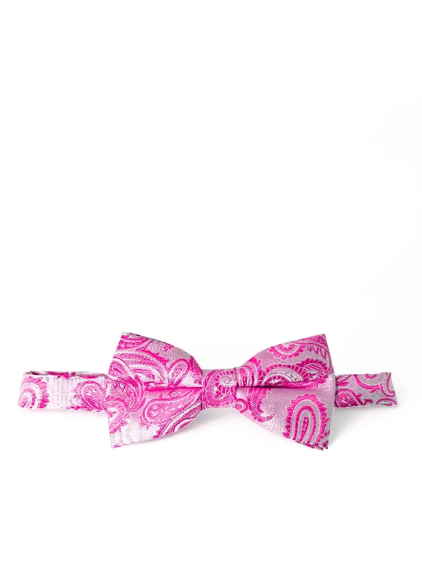 silk necktie designs for corporate wear-Hot Pink Paisley Bow Tie