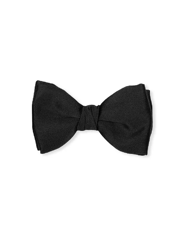 stylish silk necktie ideas for office wear-Hunt Holditch Tied Satin Bow Tie Black