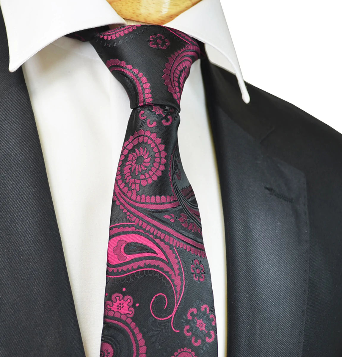 high-end silk necktie sets for office meetings-Hot Pink Artisan Paisley Men's Tie