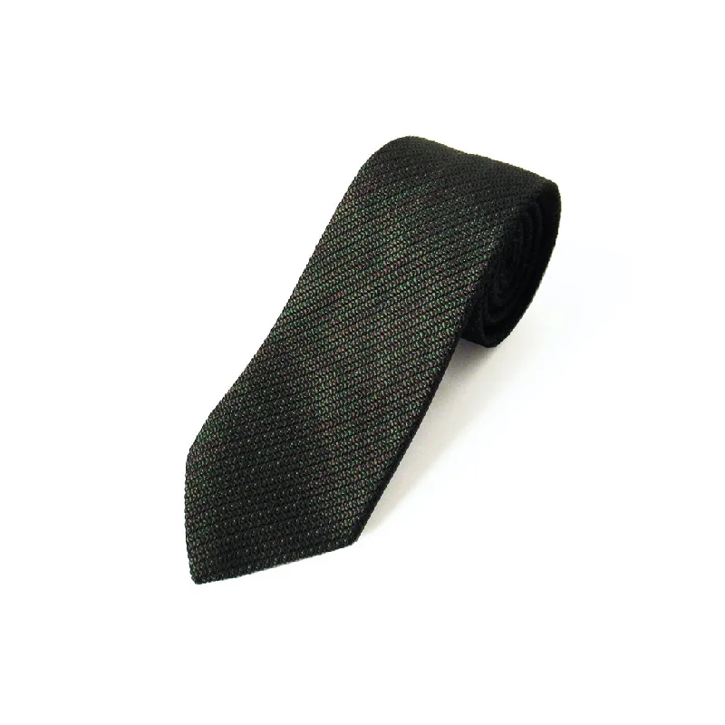 slim silk necktie styles for office wear-Kasuri Mix Thai Tie (Dark Brown x Green)